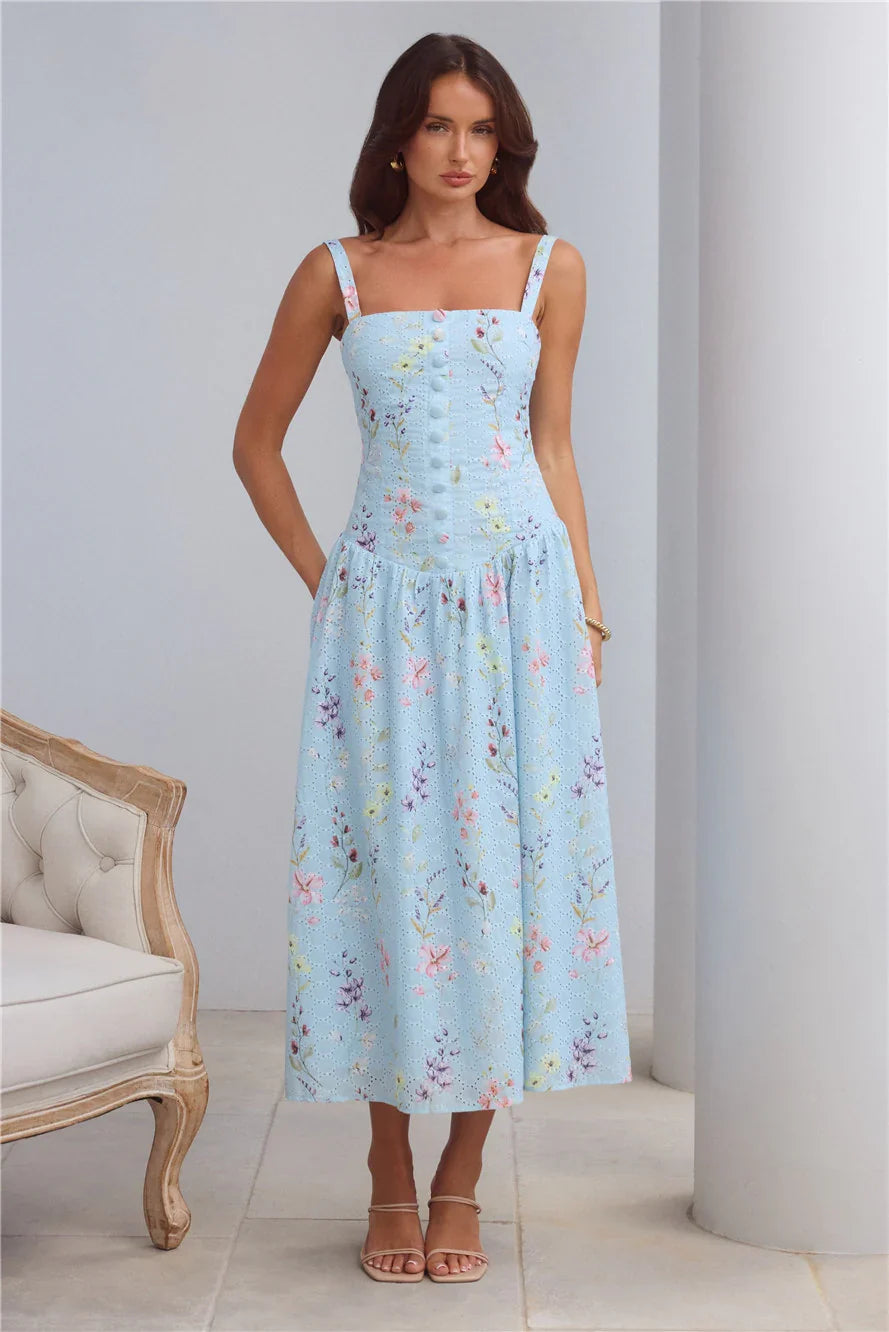 Whimsical Charm Maxi Dress Blue