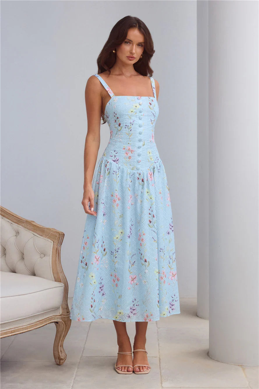 Whimsical Charm Maxi Dress Blue